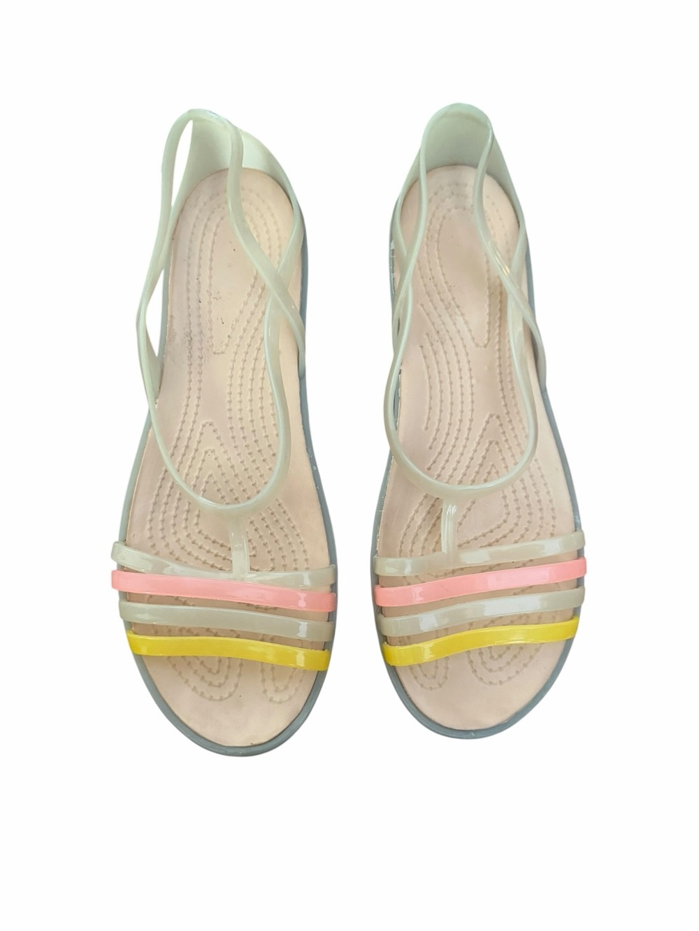 Crocs Isabella Strappy Jelly Sandals Sage Green Pink Yellow Women’s 9 W9